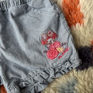 Sanrio My Melody Gray Striped Shorts with Floral Waistband